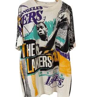 Vintage Magic Johnson LA Lakers All Over Print T-Shirt Sz L
